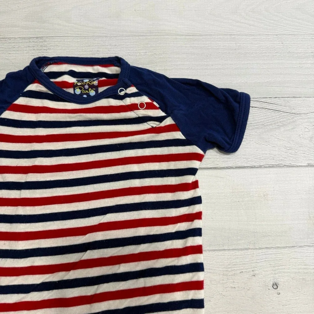 Kickee pants baby red white blue striped romper 6-12‎ months
